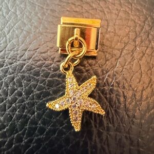 Gold tone Starfish Dangle Italian Charm Link – Crystal Beach Bracelet Charm